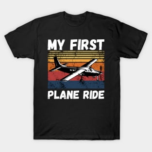 My First Plane Ride, Retro Vintage Sunset Airplane T-Shirt